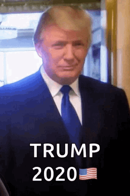 a picture of donald trump in a suit and tie with the words trump 2020 on the bottom