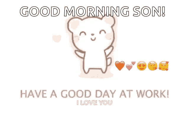 a good morning son greeting card with a teddy bear