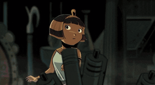 a cartoon drawing of a girl standing in front of a screen with the letter z in the background