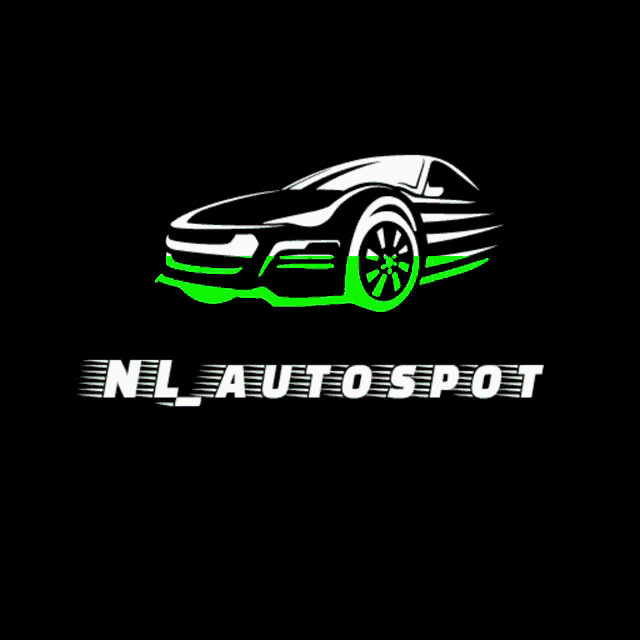 a logo for nl autospot shows a car with a glitch effect