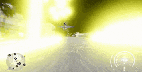 a screenshot of a video game with a yellow light coming out of the sky
