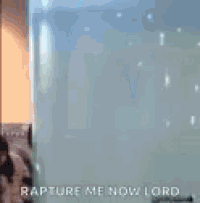 a close up of a fish in a plastic container with the words `` rapture me now lord '' .