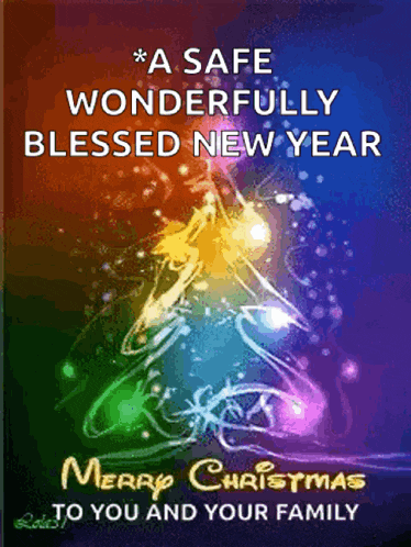 a merry christmas card with a christmas tree on it