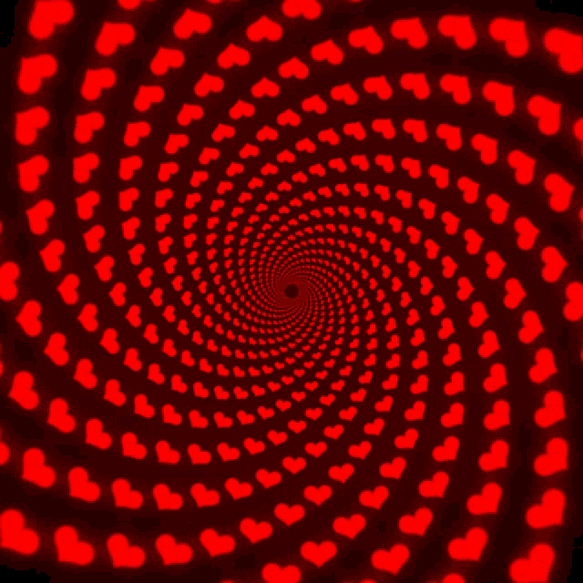 a swirl of red hearts on a red background