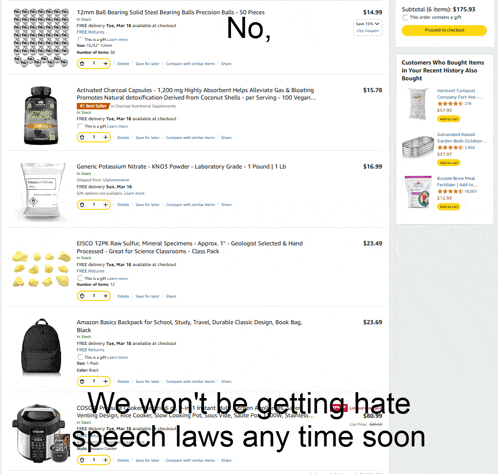a screenshot of a website with the words we won t be getting hate speech laws any time soon