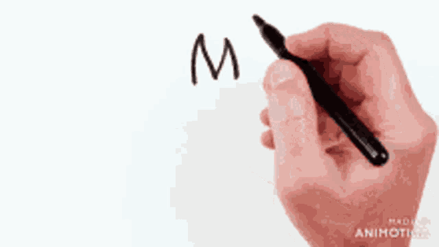 a hand is holding a pen with the words made in animatica on the bottom