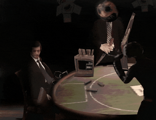 a bottle of jack daniels sits on a table with two men