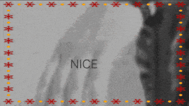the word nice is on a gray background