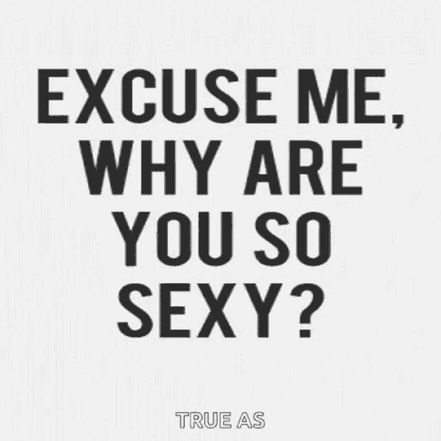 a quote that says `` excuse me , why are you so sexy ? ''
