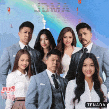 a group of people posing for a picture with the word tenada on the bottom right