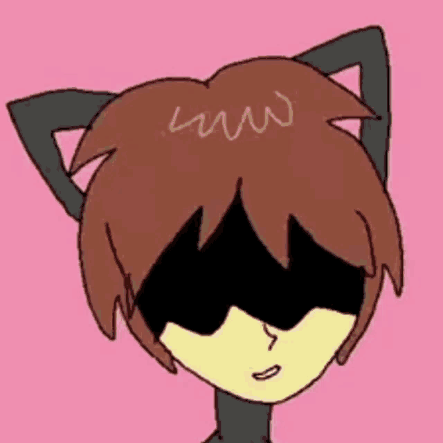 a drawing of a person with cat ears on their head .