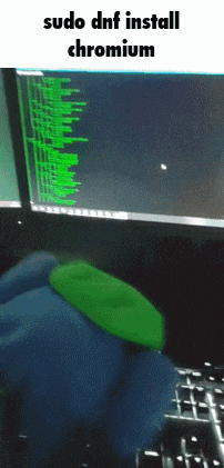 a computer screen with the words sudo dnf install chromium written on it
