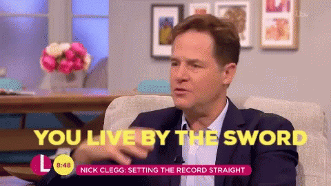 Nick Clegg Sword GIF - Nick Clegg Sword Live By The Sword GIFs
