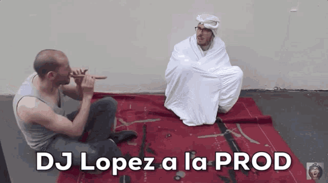 dj lopez a la prod is written on a red blanket