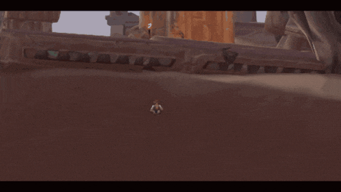 a person in a video game is walking on a dirt road