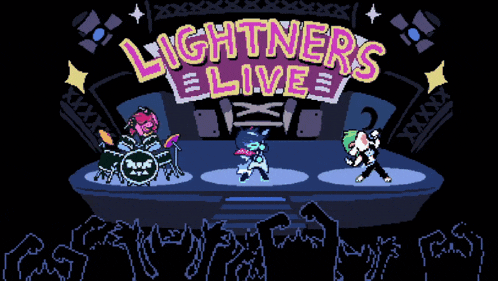 a video game called lightners live is being played on a stage
