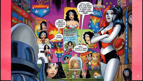 a cartoon of wonder woman and harley quinn
