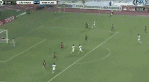 a soccer game between sao paulo and river plate is being played