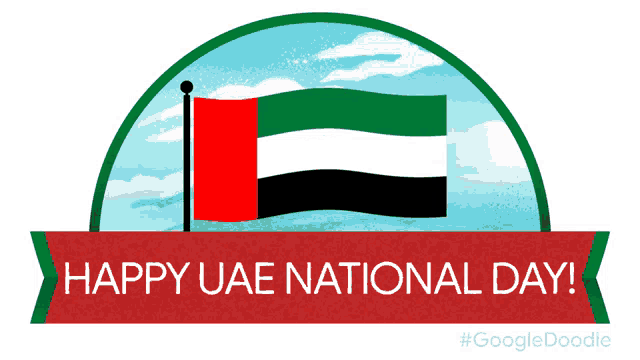 a sign that says happy uae national day with a flag in the background