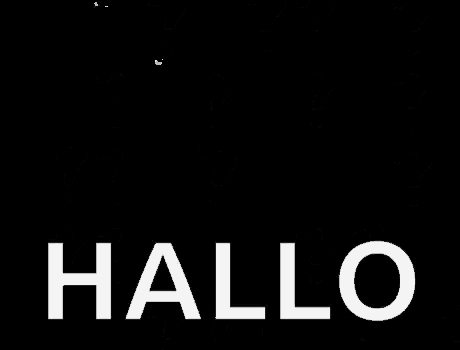 the word hallo is surrounded by white question marks