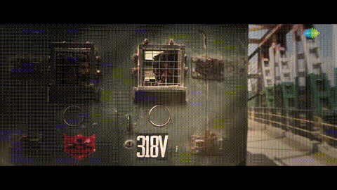 a man in a cage with the number 318v on the side