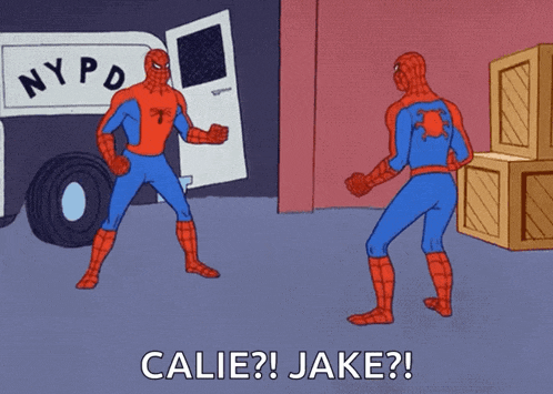 a cartoon of spider-man standing in front of a nypd vehicle