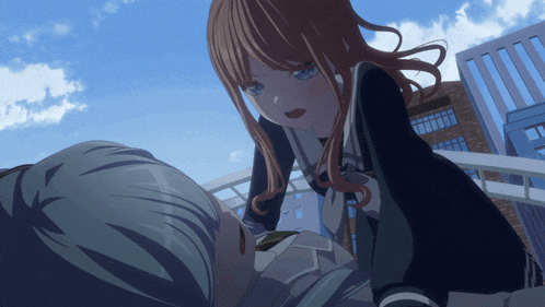 a girl in a school uniform is standing next to a boy