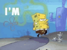 a cartoon of spongebob saying " ready " in front of him