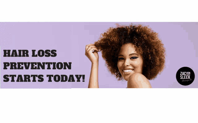 an advertisement for hair loss prevention with a smiling woman