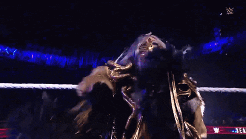 a wrestler is standing in a ring with a sign that says deadline on it