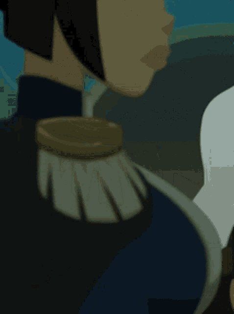 a close up of a cartoon character 's breast