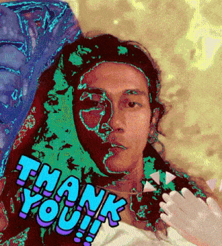 a picture of a man with the words thank you written on it