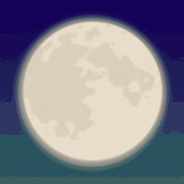 a deer is flying in front of a full moon in the night sky