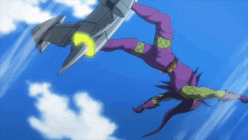 a cartoon character is falling through the air while holding a sword