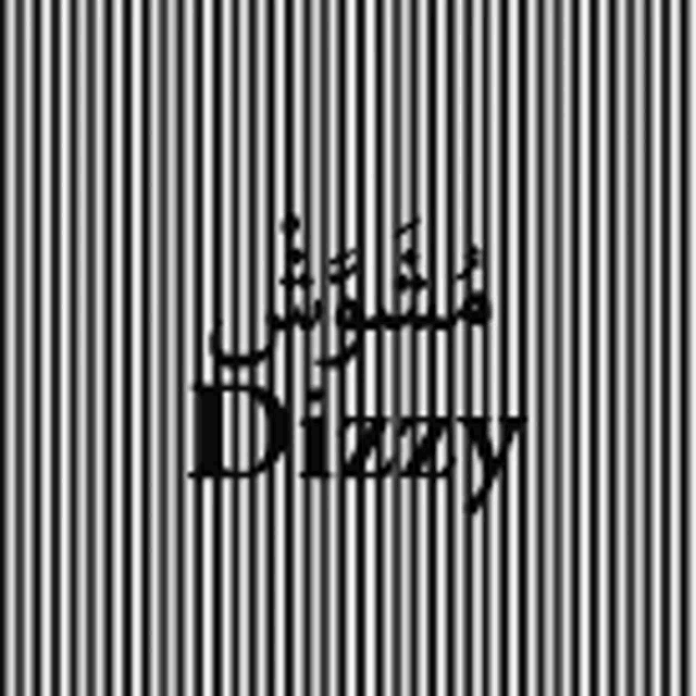 a black and white striped background with the word dizzy on it