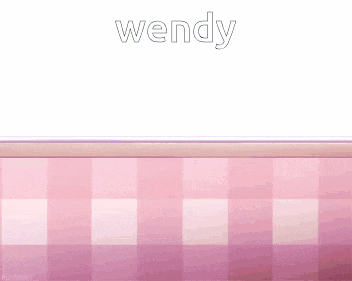 a girl with pink hair is hugging a stuffed animal and the name wendy is written above her