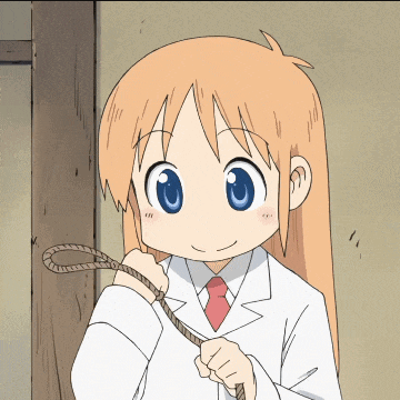 a cartoon character with blonde hair and blue eyes is holding a rope