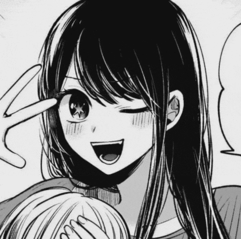 a black and white drawing of a girl with long hair giving a peace sign