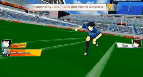 a soccer game is being played on a stadium with a banner that says nationality link latin and north america