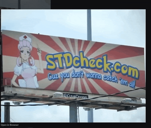 a billboard advertising stdcheck.com with a nurse on it