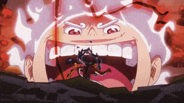 a cartoon drawing of a person with a huge mouth