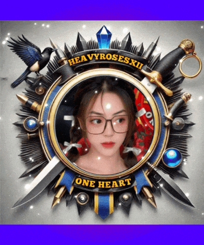 a picture of a girl in a circle with heavyrosesxii one heart