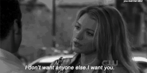 a black and white photo of a woman saying i don 't want anyone else i want you .