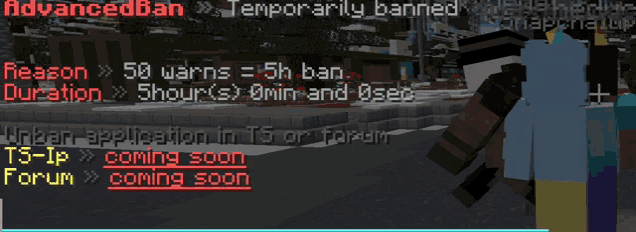 a screenshot of a minecraft game that says " advanced ban "