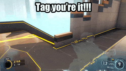 a video game says tag you 're it on the screen