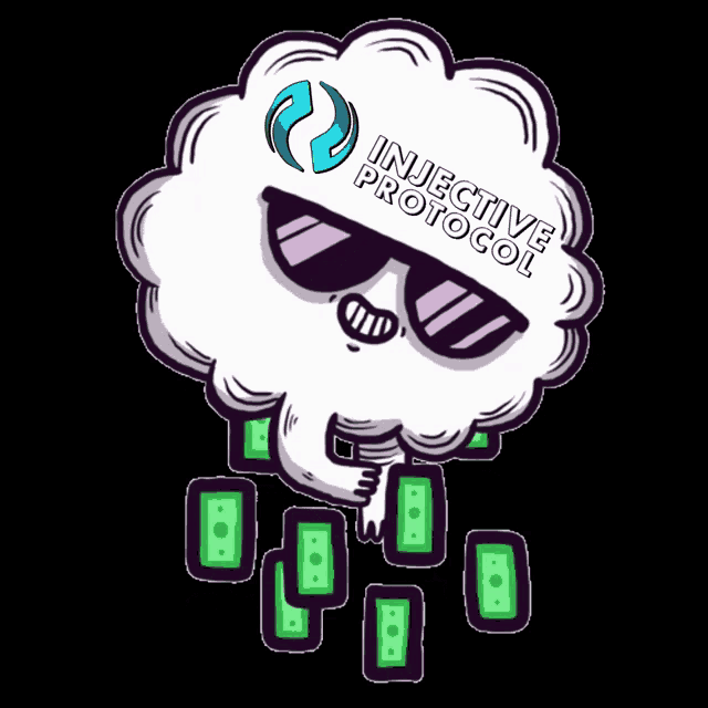 a cartoon drawing of a cloud with the words injective protocol written on it