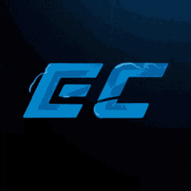 a blue logo that says ec on a black background