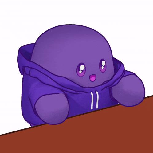a cartoon character wearing a purple sweatshirt with the number 11 on it