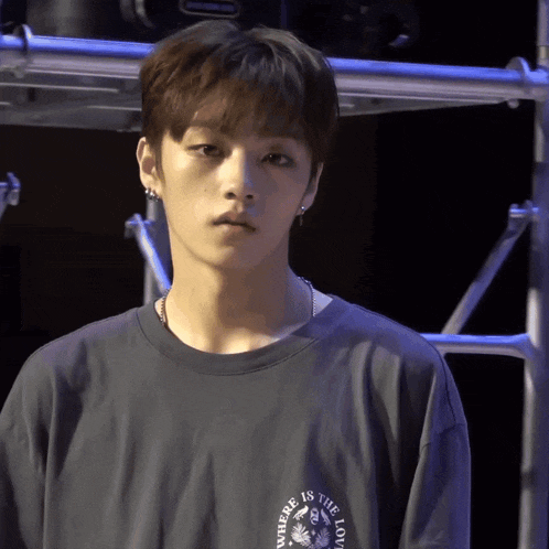 a man wearing a shirt that says where is the love