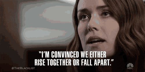 a woman says " i 'm convinced we either rise together or fall apart " on nbc